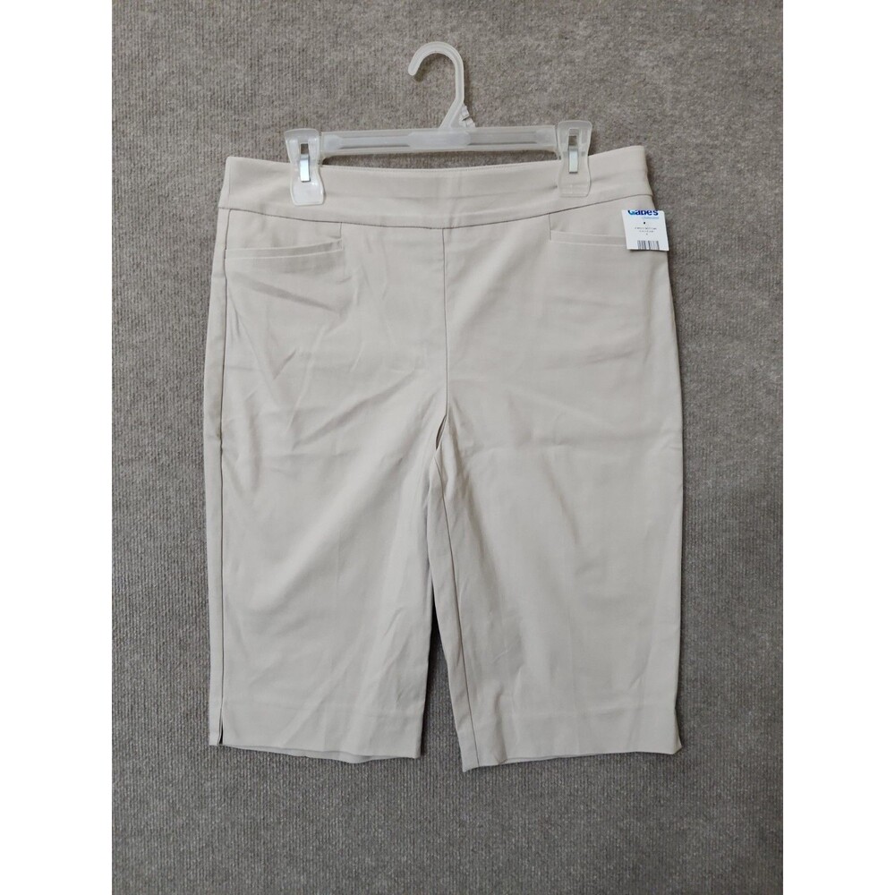 Chicos Pedal Pusher Shorts Womens 1 US 8 Beige Pull On Slimming Stretch NWOT